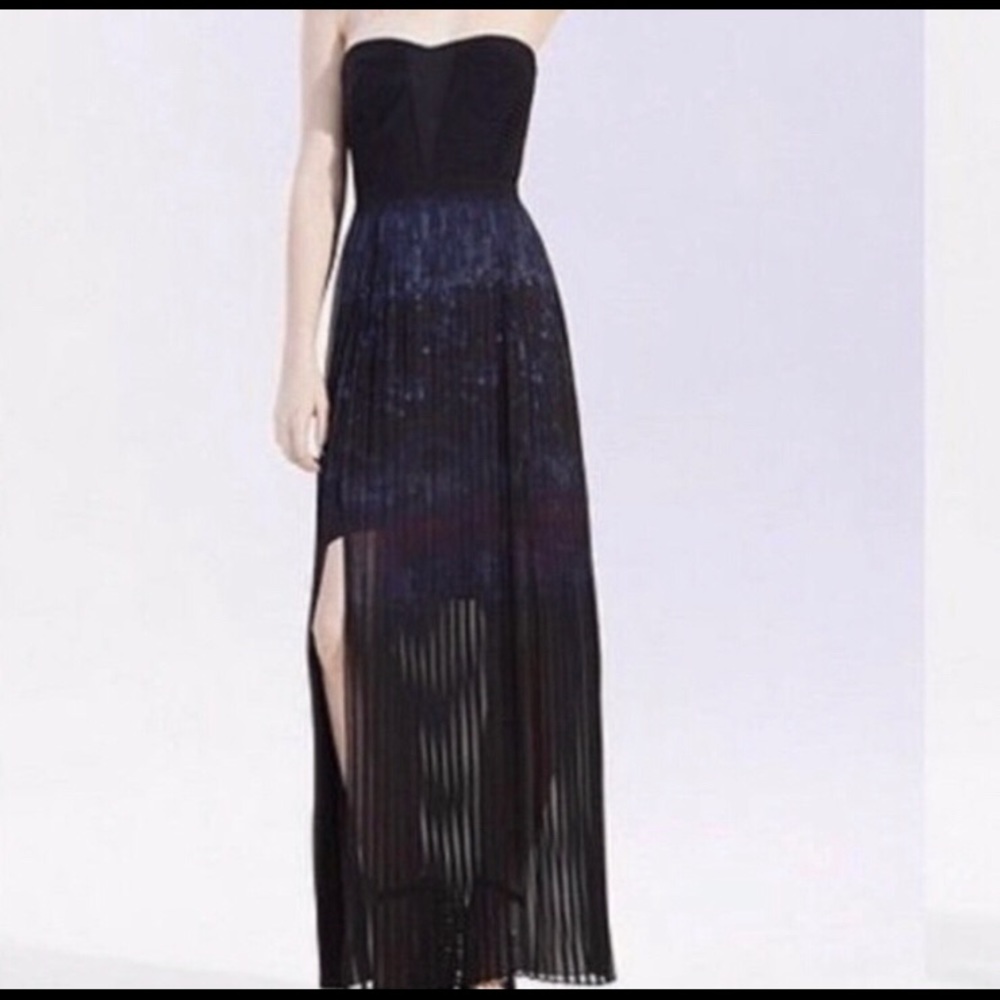 Silence and noise blue maxi strapless dress